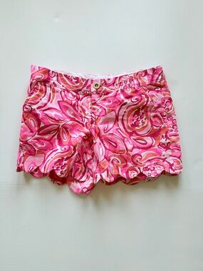 Lilly Pulitzer Buttercup Hot Pink Paisley Scallop Hem Shorts